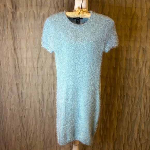 Forever 21 Fuzzy Baby Blue Sweater Dress | Women's Size Small - Picture 3 of 6